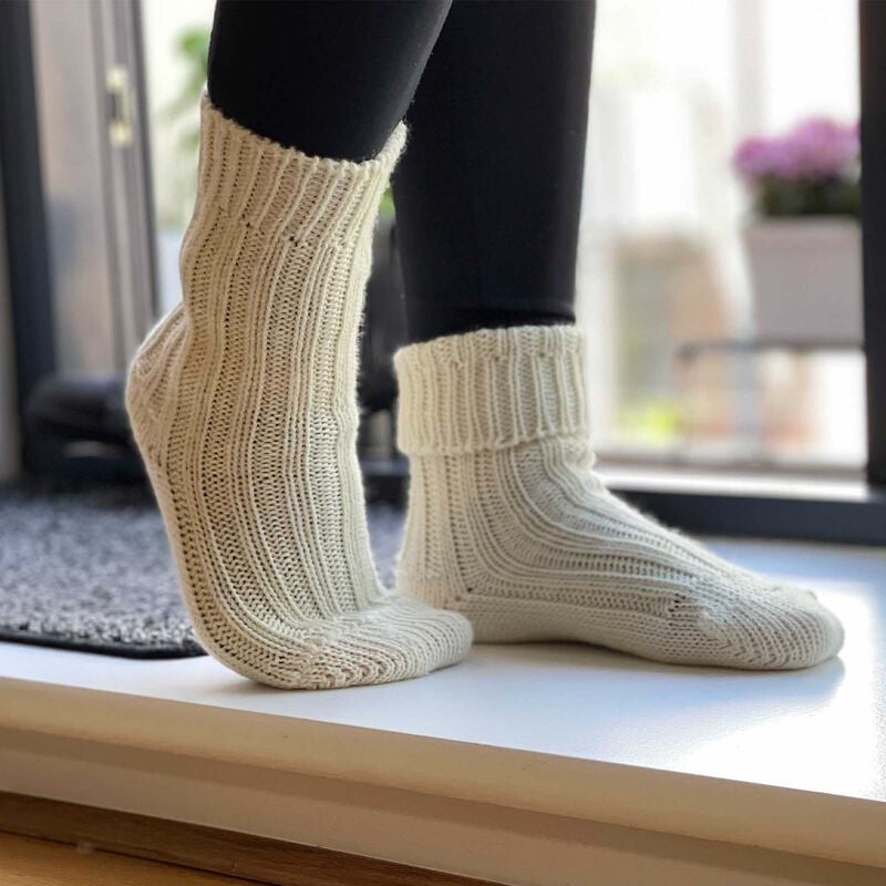 Doogan Donegal 100% Pure Wool Irish Walking Socks  Natural Colour