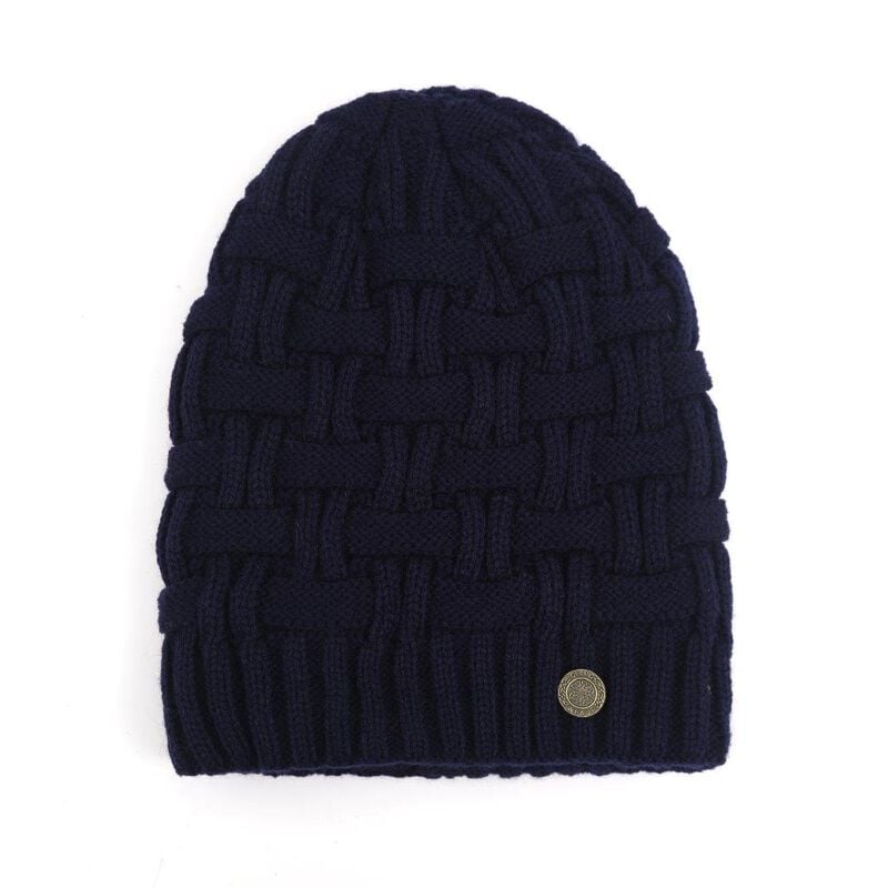 Celtic Weave Navy Basket Beanie