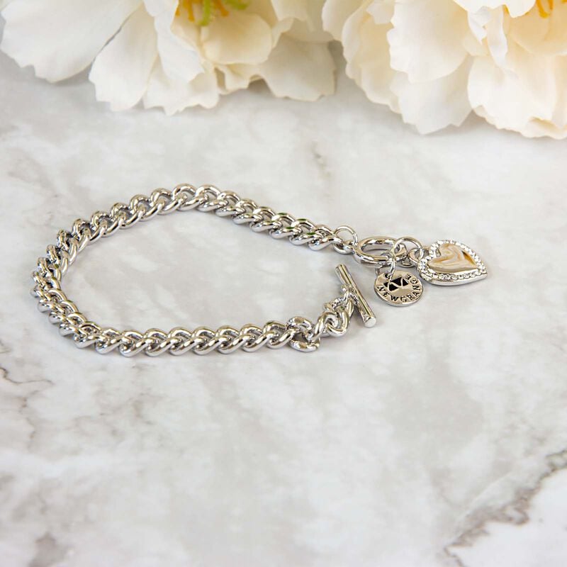 Newgrange Living Silver Diamante Heart Toggle Bracelet