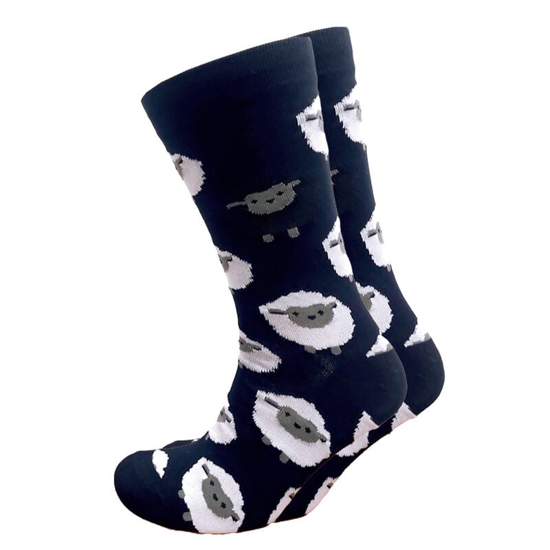 All Over Sheep Adult Socks- Navy Blue