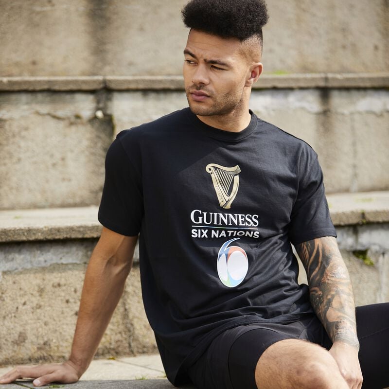 Guinness Official Merchandise Six Nations Rugby T-Shirt, Black Colour
