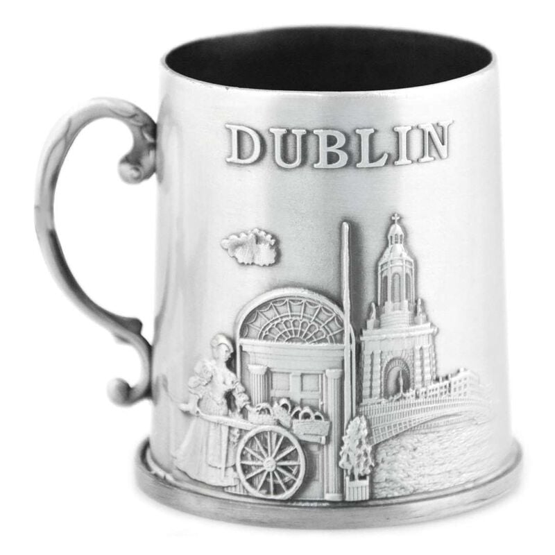 Irish Heritage Mini Metal Dublin Collage Tankard  Silver Colour