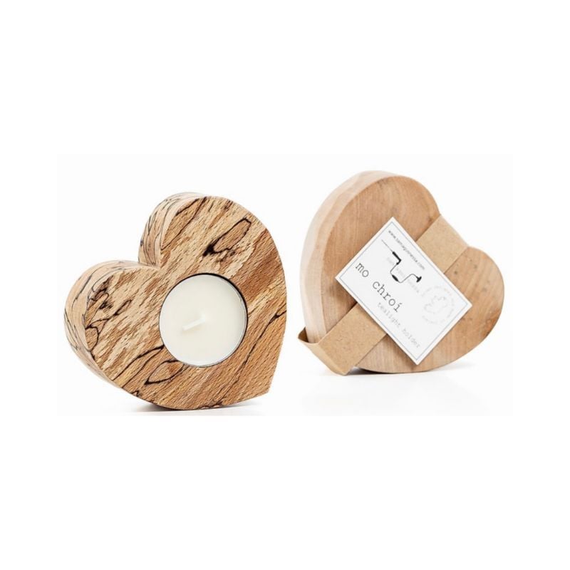 Heartshaped Wooden Tealight Candle Holder