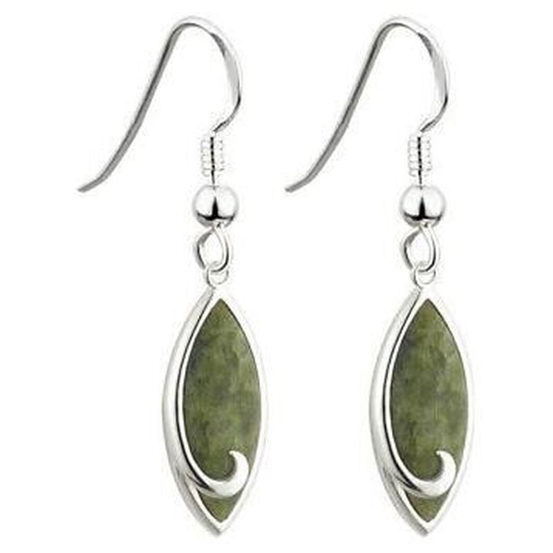 Rhodium Plated Connemara Marble Trinity Knot Designed Pendant