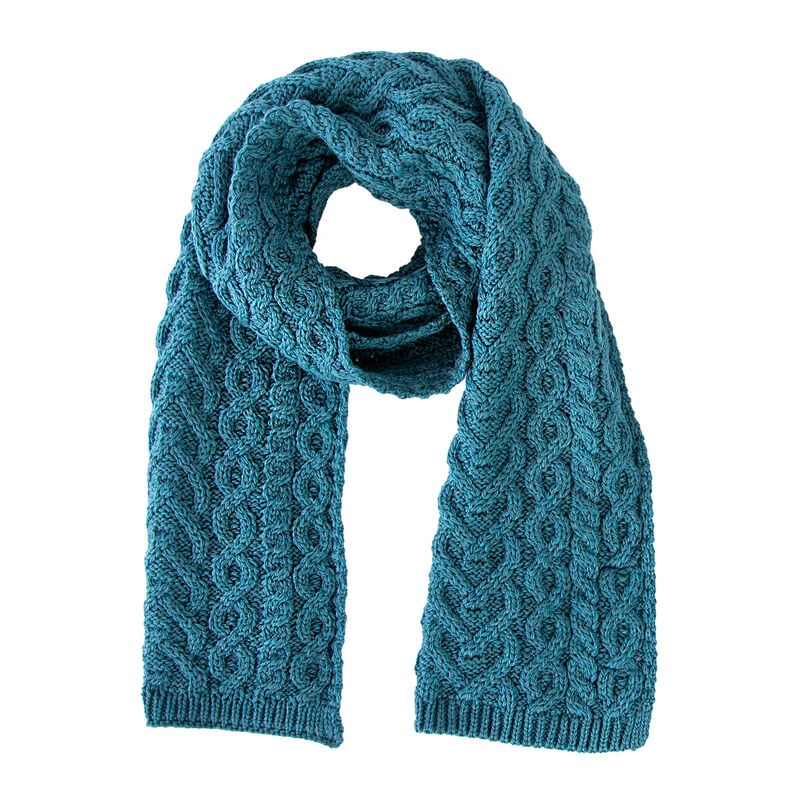 Aran Crafts Super Soft Heart Design Scarf  Teal Blue Colour