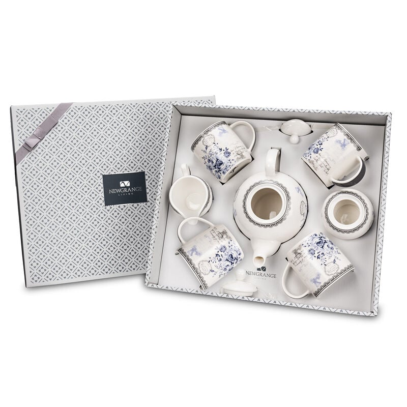 Newgrange Living Rose Blue Bone China Tea Set (Europe Only)