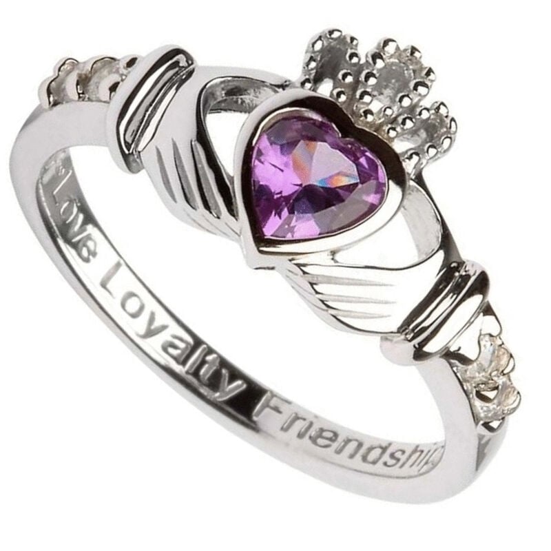 Shanore Claddagh May Green Crystal Birthstone Pendant Adorned With Crystal