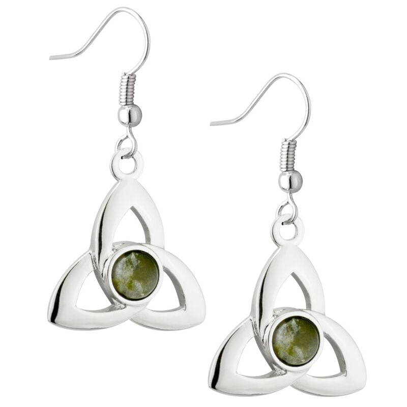 Rhodium Plated Shamrock Pendant With Green Enamel And Crystals