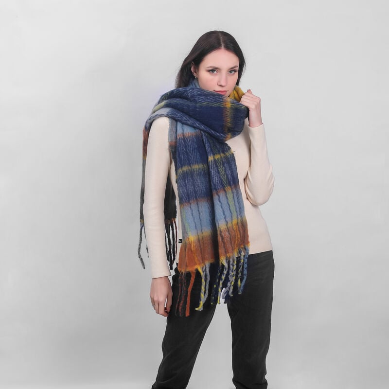 Celtic Ore Tartan Woolly Frailed End Scarf