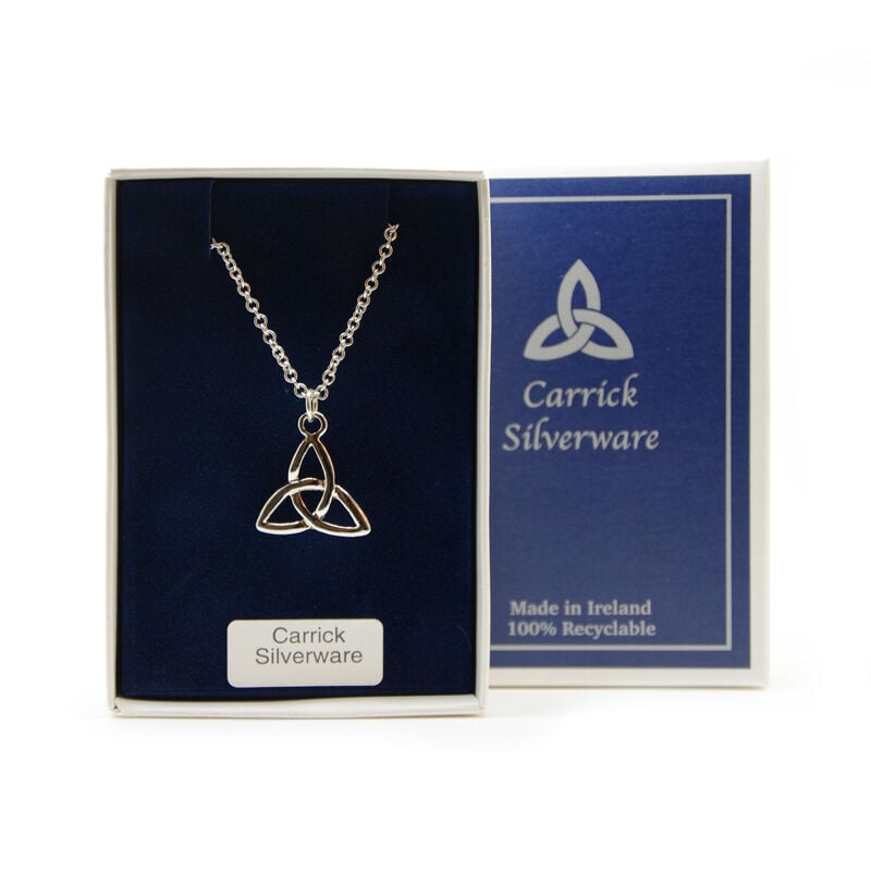 Silver Plated Carrick Silverware Trinity Knot In Heart Pendant