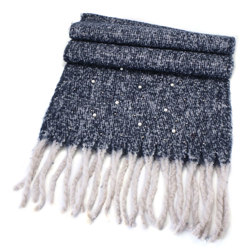 Black Woollen Wrap with Pearls