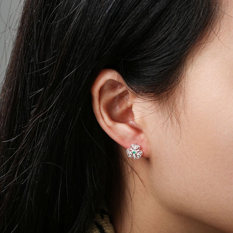Gr&aacute; Collection Shamrock Trinity Earrings Sterling Silver