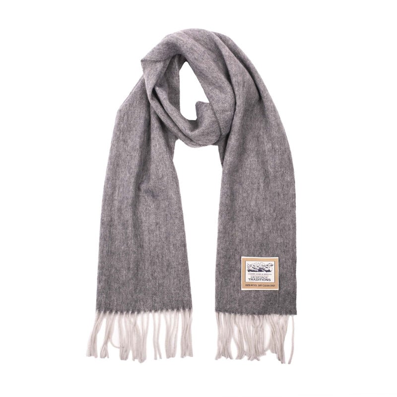 Heritage Traditions Wool Herringbone Scarf, Colour Grey