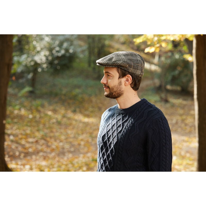 Doogan Donegal Tweed Herringbone Flat Cap  Grey Check Colour