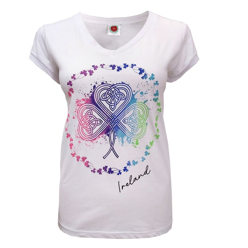 Ladies Trinity Knot Shamrock White T-Shirt