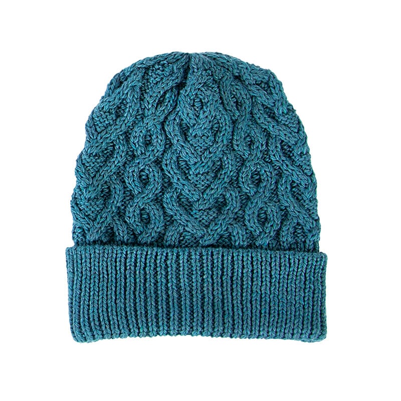 Aran Crafts Super Soft Heart Design Hat  Teal Blue Colour