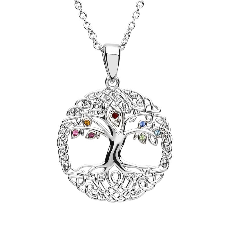 Platinum Plated Trinity Knot Pendant With Clear Crystals