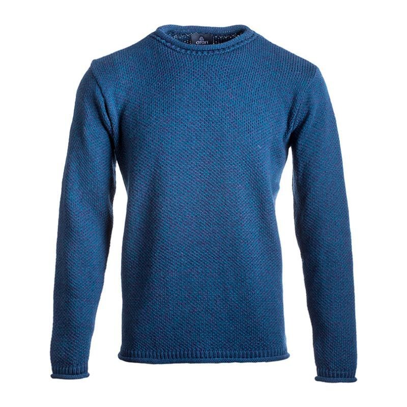 Aran Woollen Mills Merino Wool Roll Neck Sweater Navy