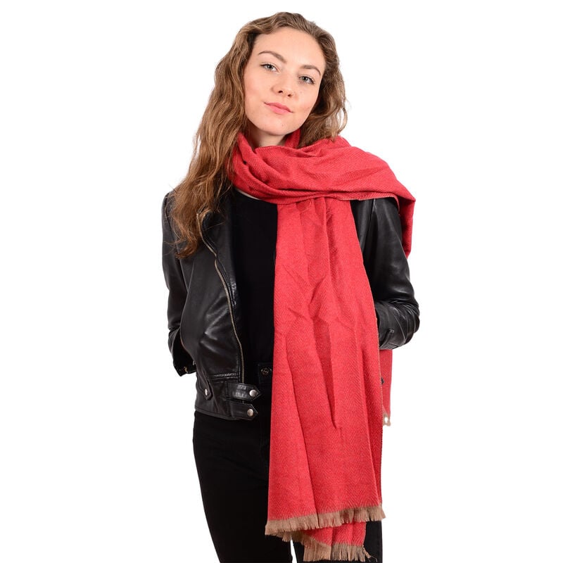 Herringbone Authentic Celtic Ireland Wool Blend Knitted Scarf  Burgundy Colour