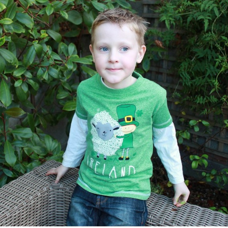 Kids Ireland Sheep and Leprechaun Green T-Shirt