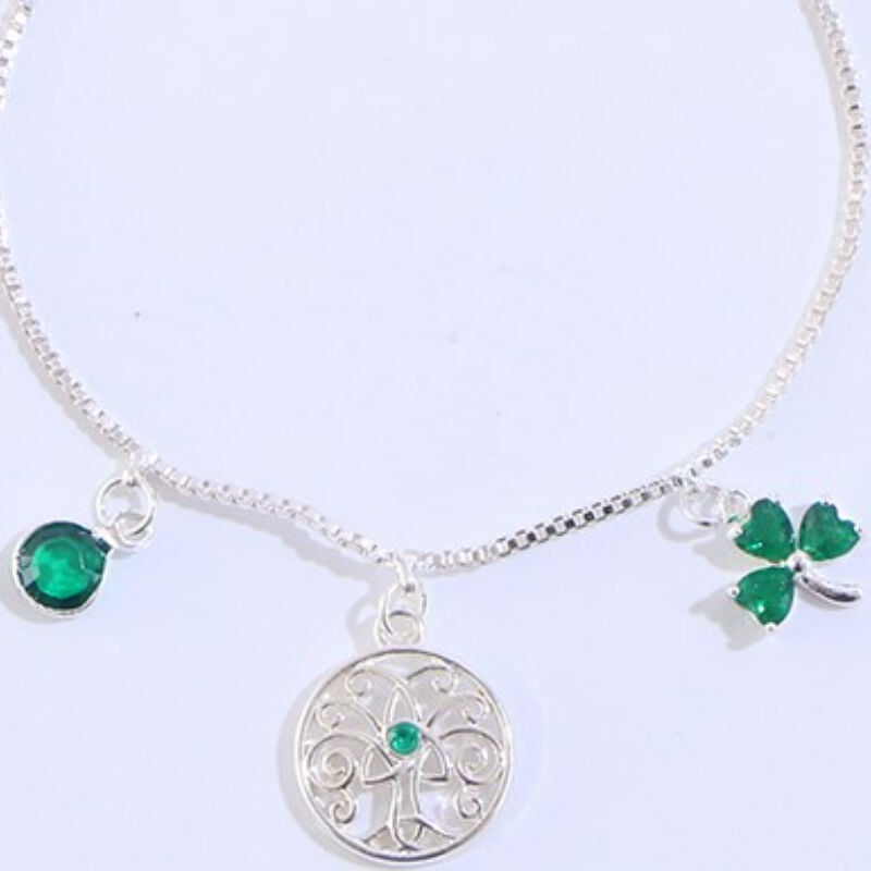 Gr&aacute; Collection Silver Plated Shamrock Drawstring Bracelet