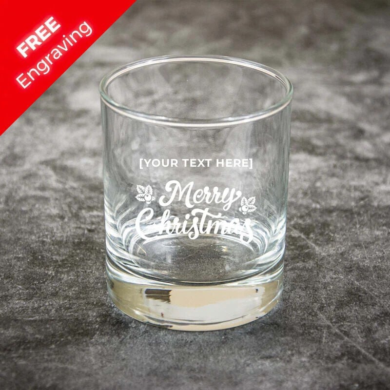 Merry Christmas Whiskey Glass in Gift Box