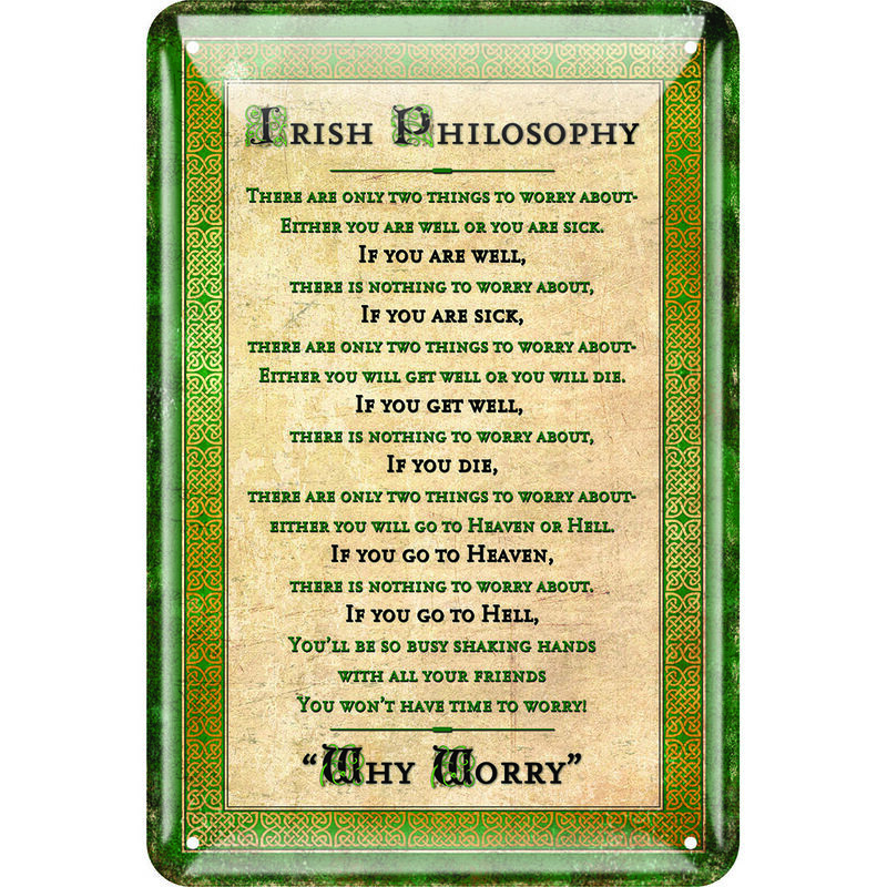 Irish Metal Sign With The Irish Philosophy Saying Designed With Celtic Border (20cm x 30cm)