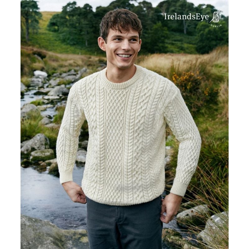 IrelandsEye Knitwear Cuileann Aran Crew Neck Sweater