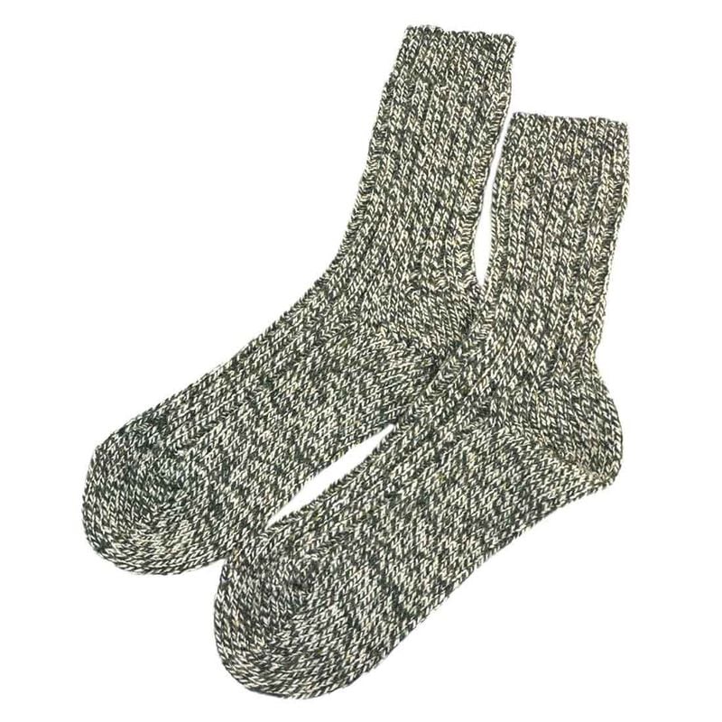 Doogan Donegal 100% Pure Wool Irish Walking Socks  Marl Green And White Colour