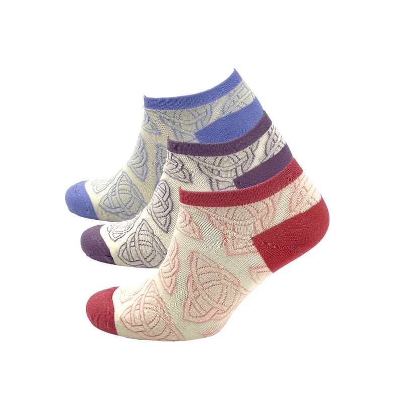 3pack Purple Pink and Blue Trinity Knot Ankle Socks