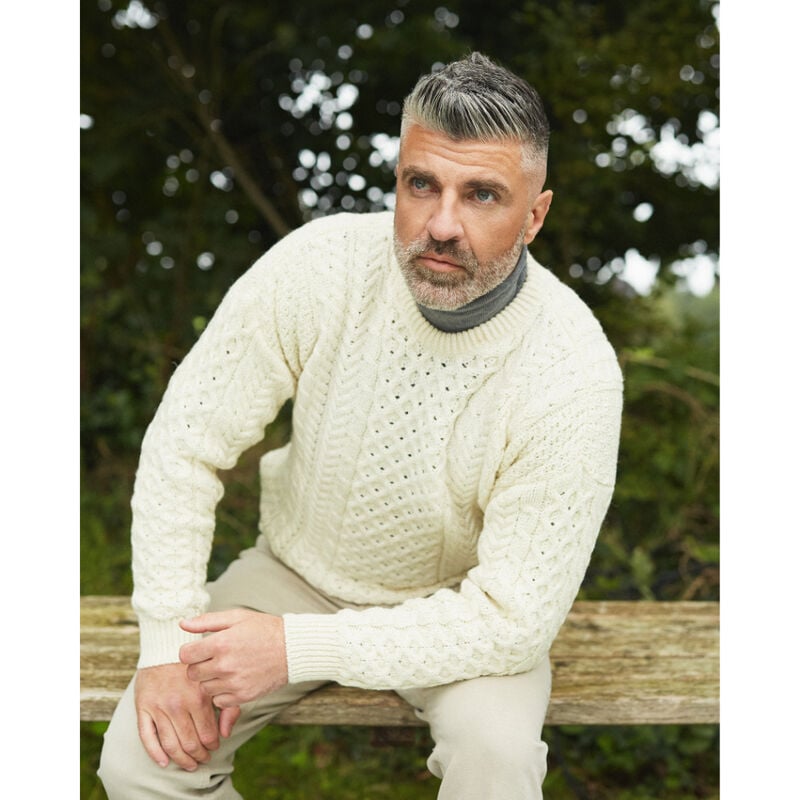 Crew Neck Traditional Aran Sweater
