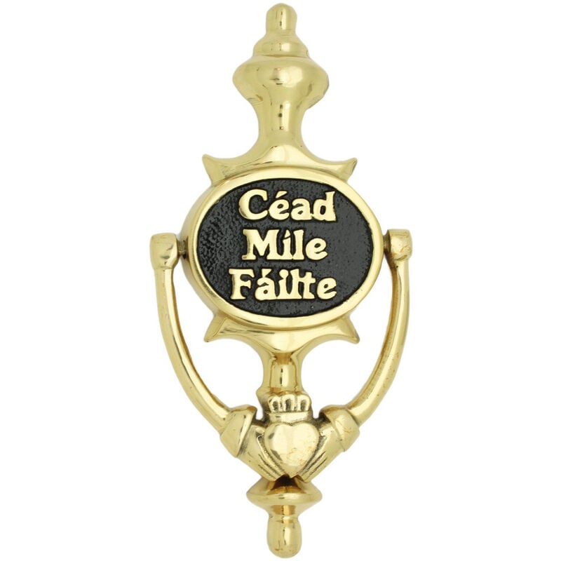 Medium Sized Brass Knocker With Cead Mile Failte Text