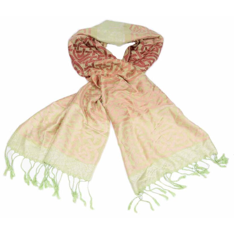 Ladies Green and Orange Arranmore Irish Pashmina Scarf  Island Range