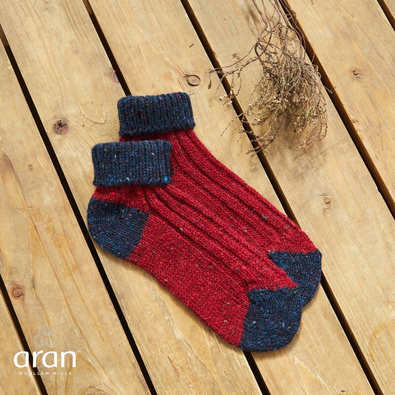 Adults Turn Down Ankle Sock- Red/Blue