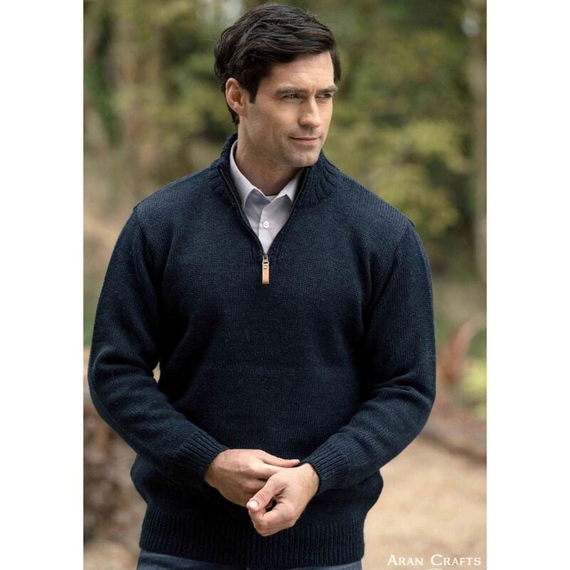 Aran Crafts Mens 1/4 Zip Sweater