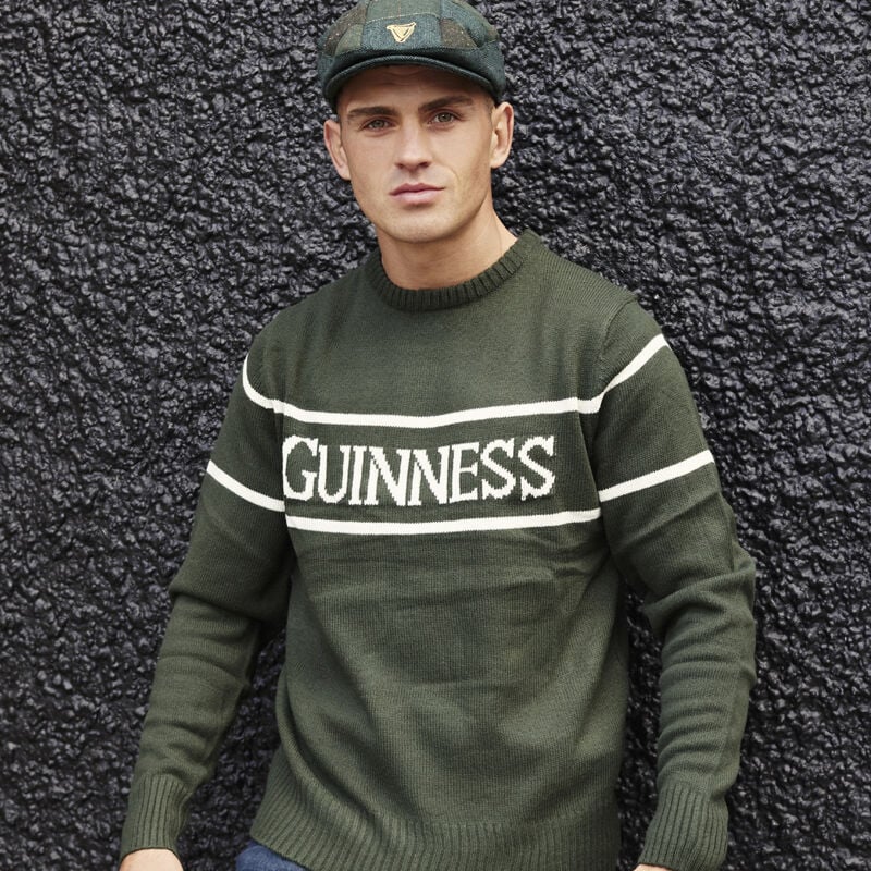 Official Guinness Unisex Knit Crew Neck Sweater- Bottle Green