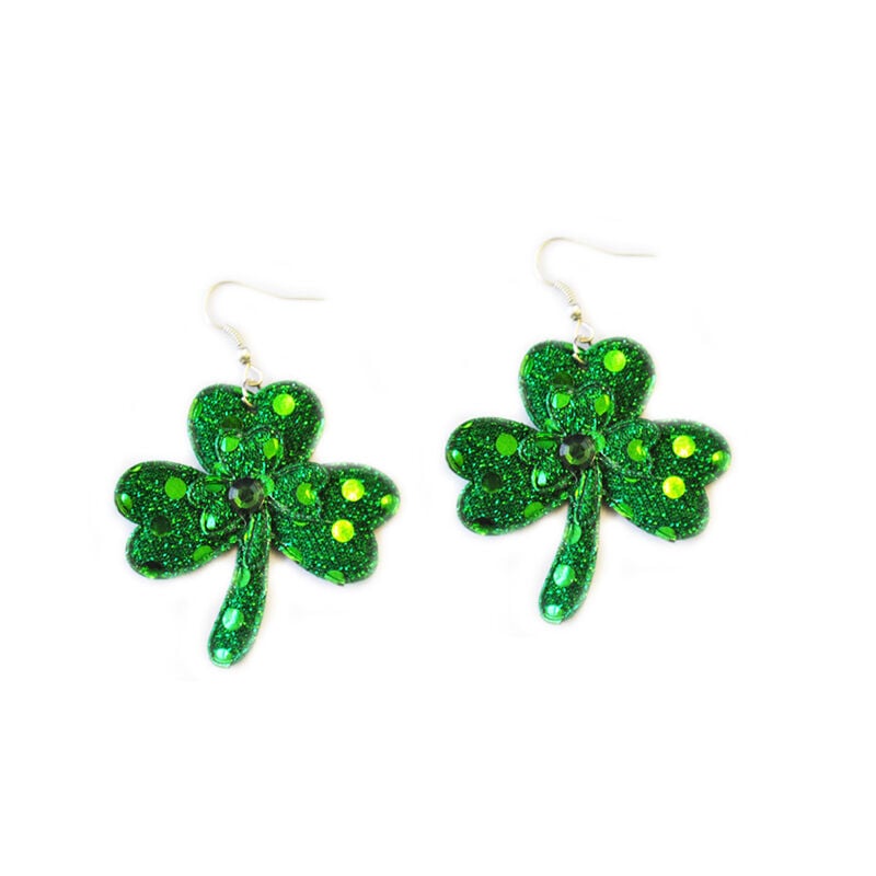Glittery Novelty Shamrock Earrings