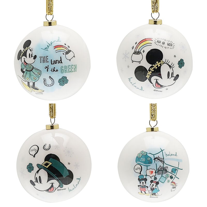 Disney Set of 4 Irish Mickey and Minnie Baubles