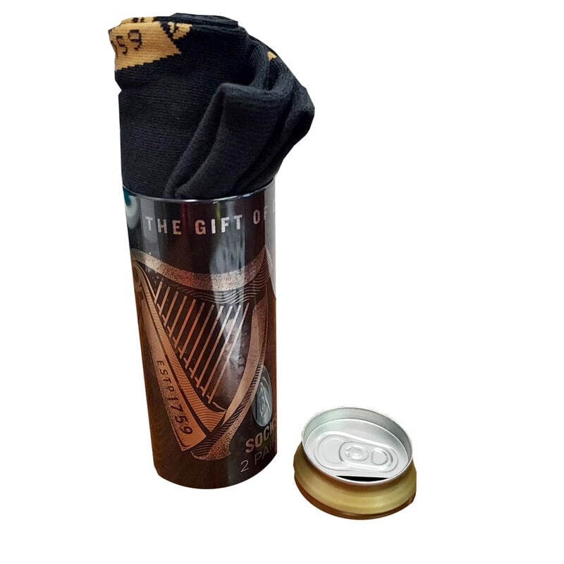 Official Guinness Harp Designed 2 Pack Socks In Guinness Can, Black Colour