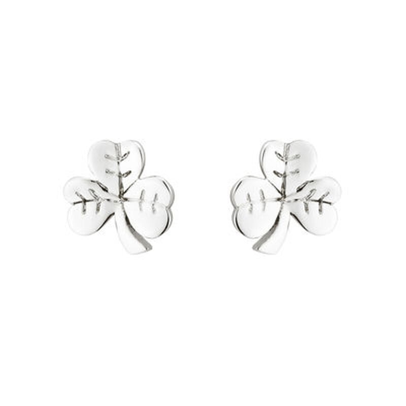 Hallmarked Sterling Silver Shamrock Shaped Small Stud Earrings