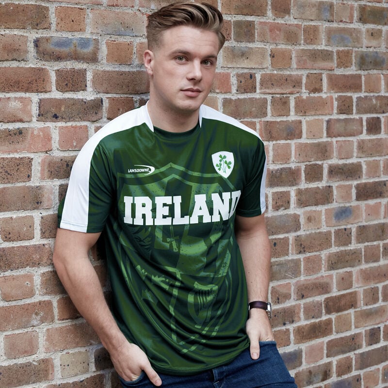 Ireland Lansdowne Performance Top With Shamrock Sprig Crest  Bottle Green Colour