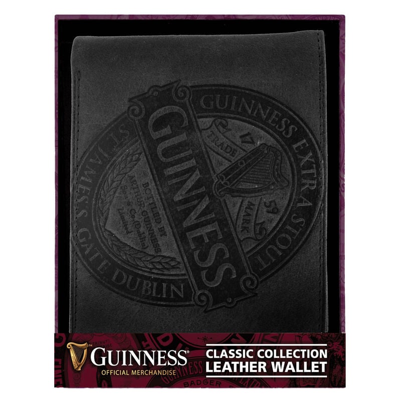 Guinness Black Leather Wallet With Classic Collection Label Design