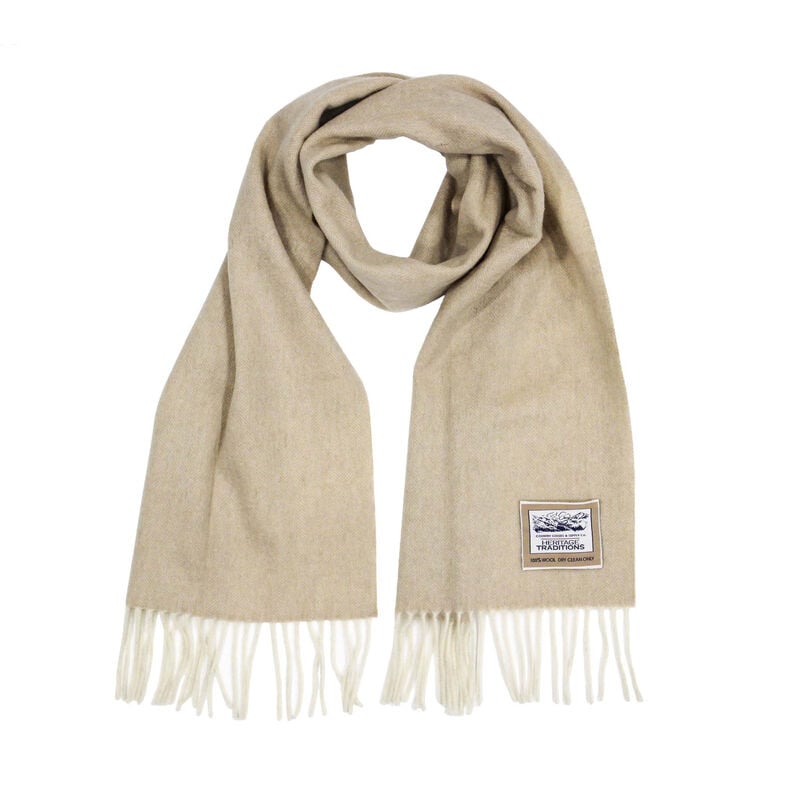 Heritage Traditions Wool Herringbone Scarf, Colour Camel