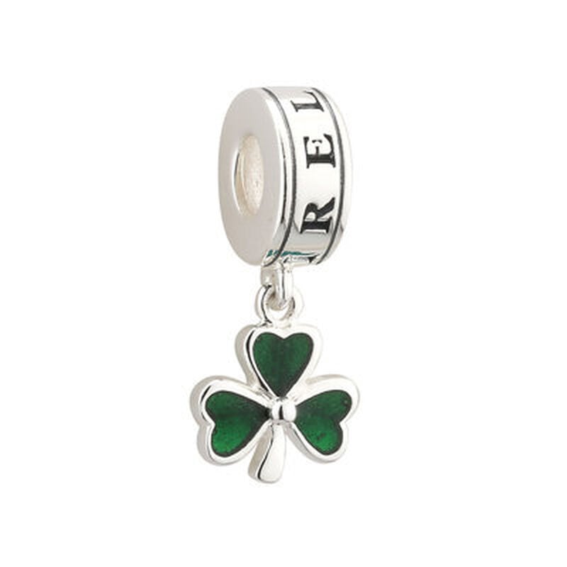 Hallmarked Sterling Silver Enamel Plated Shamrock Bracelet Charm