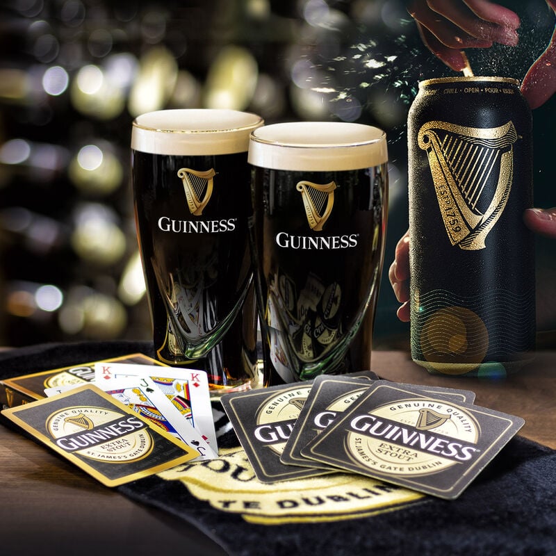 Guinness Bar Hamper With Mats, Glasses, Towel & Cards