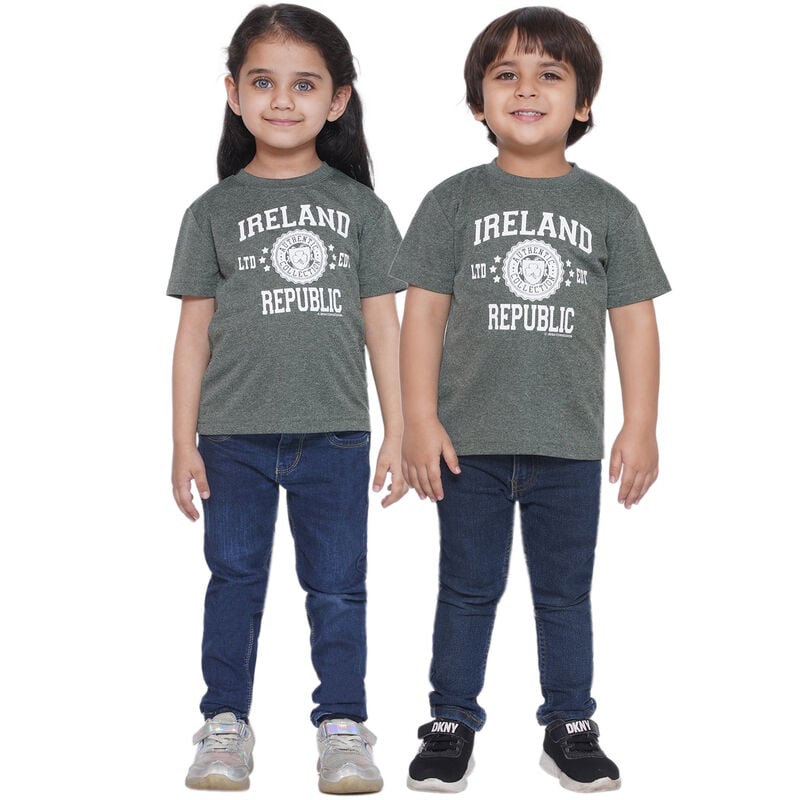 Ireland Stamps Stars Kids T Shirt- Forest Green Melange