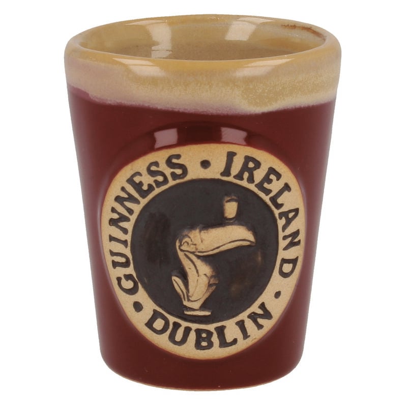Official Guinness Pottery Shot Glass With Toucan Logo Design