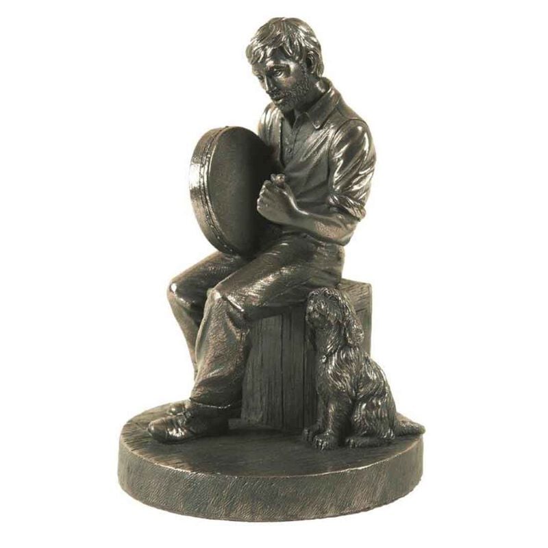 6.5&rdquo; Bodhran Player Bronze Statue
