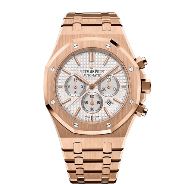 Audemars Piguet Royal Oak Chronograph Silver Dial 41mm 18k Rose Gold Watch 26320OR.OO.1220OR.02