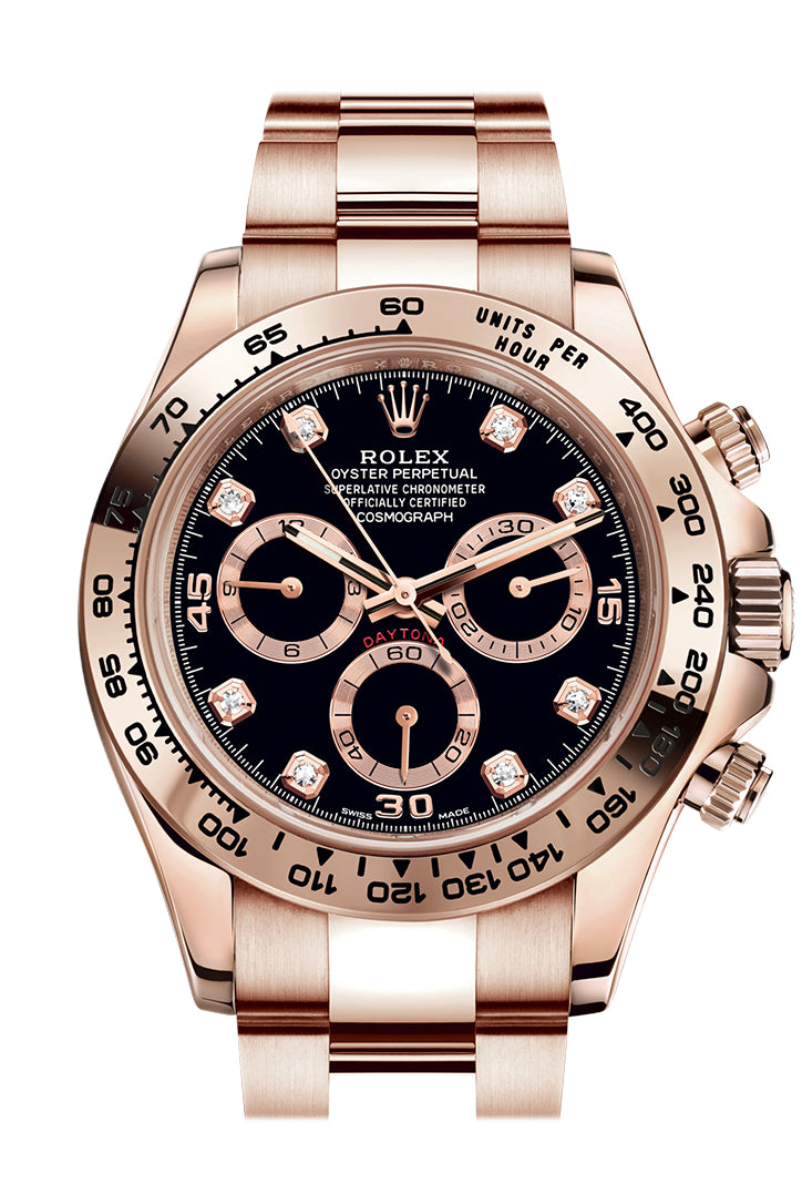 Rolex Daytona Rose Gold Black diamond set Dial Bracelet 116505